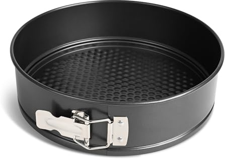 Dc Casa Tortiera Apribile 24 cm Antiaderente in Acciaio al Carbonio Tonda Stampo da Forno con Cerniera e Fondo Removibile (24x7 cm)