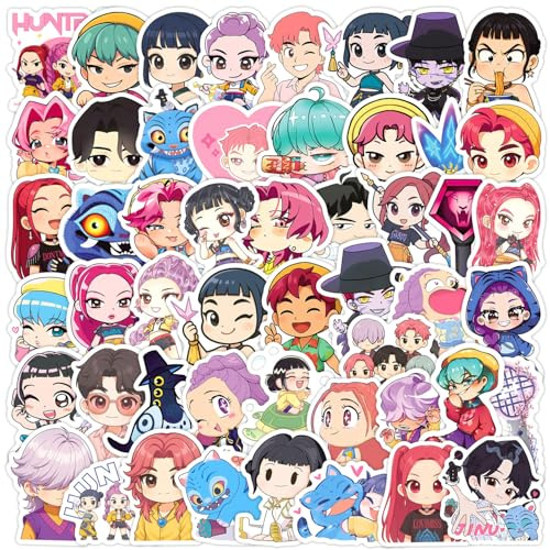 50 PCS Kpop Stickers Pack, Graffit Waterproof Vinyl Stickers for Teens and Adults, Cute Anime Stickers for Skateboard, Laptop, Phone Case Decoration (1.2-2.4 Inch)