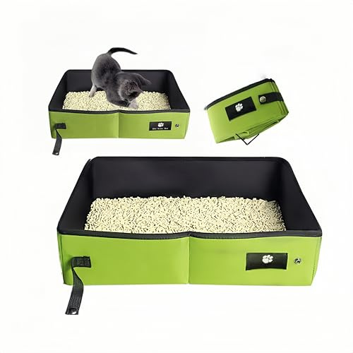 Ymswjgj Bac à Litière Imperméable 40 * 30 Bac à Litière Portable pour Chat Litière pour Pliable Portable Toilette pour Chat pour Les Voyages Bac Litière Pliable - Herbe Verte