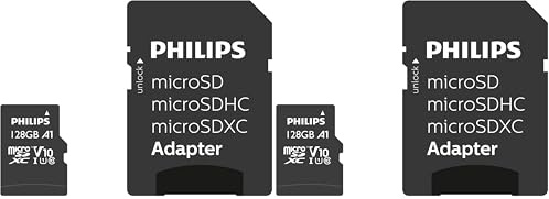 Philips Ultra Speed microSDXC Card 128 GB + adattatore SD UHS-I U1, velocità di lettura fino a 80 MB/s, A1 Fast App Perf,V10, scheda di memoria per smartphone,tablet,PC,lettore di schede,video Full HD