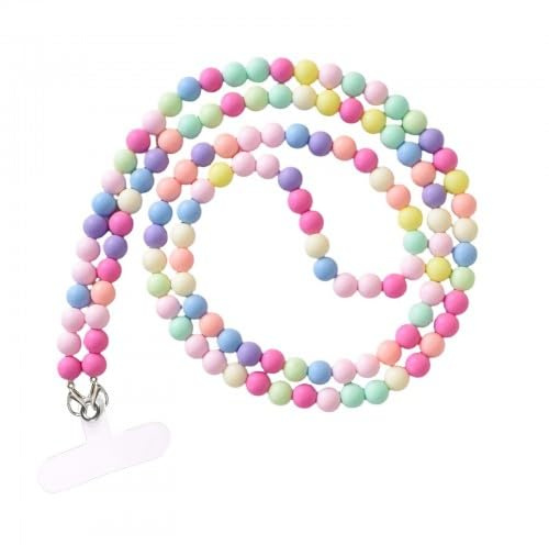 FooYee Handykette Bunt Universal Handykette Perlen, Handy Universal Perlen Schlüsselband Abnehmbares, Handyband mit Bunten Acrylperlen, Handy Kette Crossbody Strap, Handyband Umhängeband Perlenkette