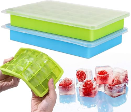 Set di 2 stampi per ghiaccio in silicone con coperchio, senza BPA, impilati e sigillati, set di contenitori per whisky, cocktail e bevande fredde