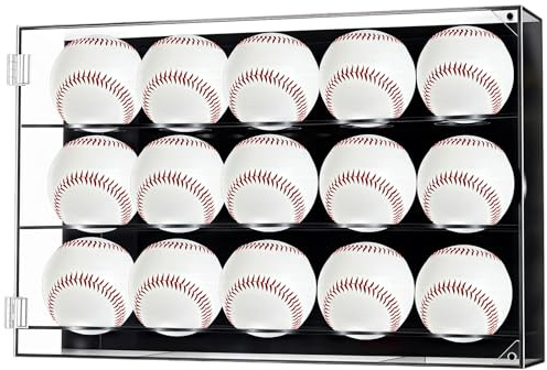 INTERWARM 1 Stück 3 Stöckige Baseball Vitrine Transparente Baseballhalterung Zur Wandmontage Sammlerstück Display Vitrine Für Baseballs Tennisbälle Und Golfbälle 15 Ball