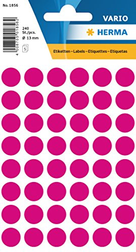 Vielzwecketikett/Farbpunkt, 13mm ø, 48 Etiketten pro Blatt, pink