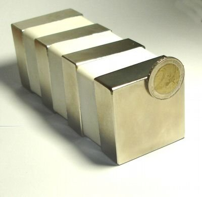 1 Neodym-Supermagnet 50 x 50 x 20 mm - Zugkraft ca. 100 kg !