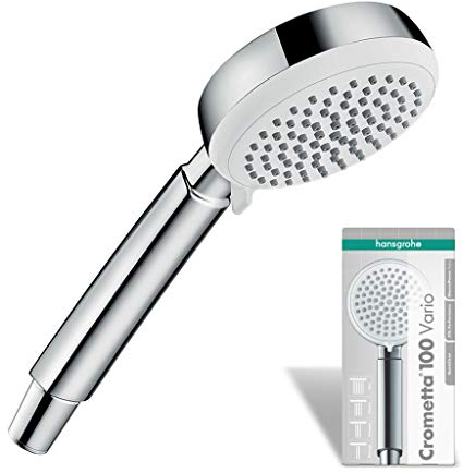 hansgrohe Crometta 100 - Doccetta per Doccia, Doccino con 4 Getti, Soffione Doccia Rotondo (⌀ 100 Mm) con Funzione Anticalcare, Bianco/Cromo
