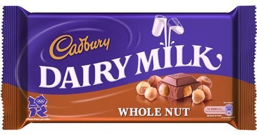 Cadbury Chocolate Bar 200g (7oz) - Made in England (Cadbury WHOLE NUT 200g (7oz)) by Kraft Foods UK