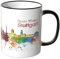 WANDKINGS® Tasse, Schriftzug Guten Morgen Stuttgart! mit Skyline - Schwarz, Keramik, 0,3 l, Rund, Henkel, Spülmaschinenfest