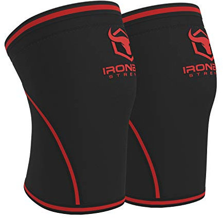 Iron Bull Strength Knee Sleeves 7mm (Pair) for Weight lifting & Powerlifting| High-Performance Knee Support For Squats, Weightlifting - Men and Women (Black/Red, X-Large)