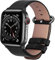 Fullmosa Cinturino per Apple Watch 49mm/45mm/44mm/42mm, Cinturini in Pelle di Ricambio Compatibile con Apple Watch Ultra/Ultra 2, Serie 9 8 7 6 SE 5 4 3 2 1, Nero + Fibbia Gun-Grigio