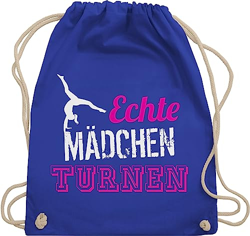 Turnbeutel Rucksack - Echte Mädchen turnen I Geschenk Turnerin - Unisize - Royalblau - kunstturnen kinderturnbeutel sport turn beutel für turner 25. geburtstag gymnastic stoffbeutel sportbeutel