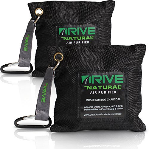 DRIVE Moso Bamboo Charcoal Air Purifying Bags (220g/bag), Absorbs Odors, Allergens, & Pollutants, Dehumidifies to Prevent Mold & Mildew