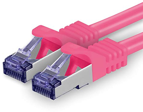 1aTTack.de 1x 7,5m CAT7 Netzwerkkabel RJ45 10 Gigabit SFTP PIMF - Magenta | Ethernet Patchkabel, Kupfer, 10 Gb/s, LAN, DSL, Switch, Modem, Router, Patchpanel, CAT7, CAT6, CAT5
