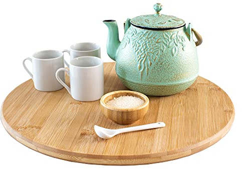 TB Home Lazy Susan Organiseur pour armoire, garde-manger ou table – Plateau tournant en bambou de 35,6 cm pour cuisine, comptoir ou étagère à épices