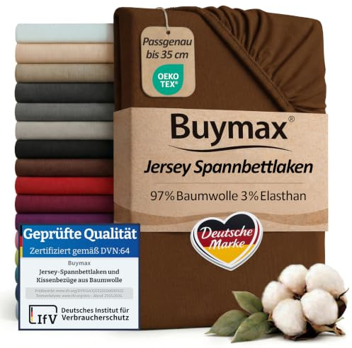 Buymax Wasserbett Spannbettlaken Stretch 180x200-200x220 cm für Wasserbetten und Boxspringbetten Bettbezug für Matratzen bis 35 cm Matratzenhöhe, Braun Schokobraun