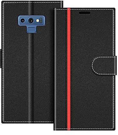 COODIO Handyhülle für Samsung Galaxy Note 9 Handy Hülle, Samsung Galaxy Note 9 Hülle Leder Handytasche für Samsung Galaxy Note 9 Klapphülle Tasche, Schwarz/Rot