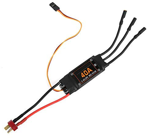 40A ESC, 40A Speed Controller Bürstenloser ESC mit Niederspannungs-Abschaltschutz RC Drone Helicopter Upgrade Teile Zubehör(Schwarz)