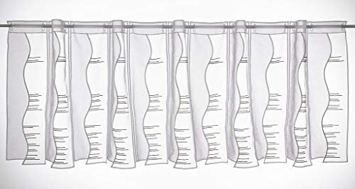 Verdi Scheibengardine Moderne Streifen 50 cm hoch weiß anthrazit grau - Wunschbreite frei wählbar durch gekaufte Menge in 15,5 cm Schritten - Meterware