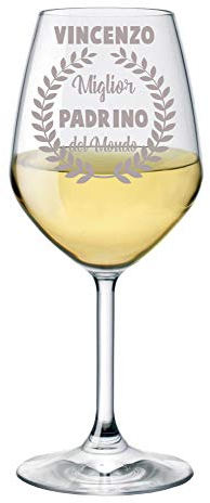 fashwork Calice vino 500 ml con incisione Padrino personalizzabile con nome Miglior padrino del mondo