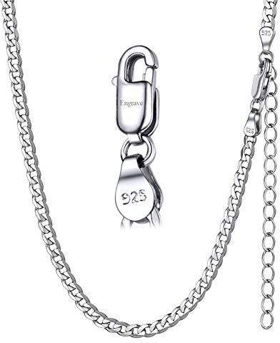 Silvora Chaine Homme Argent Personnalise 55 cm 925 Massif Sterling Collier 3mm Graver Cubain pour Pendentif Longue Garcon Maille Fine Bijoux Cadeau Copain Enfant Noël