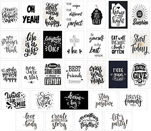 Edition Seidel Set 30 Postkarten Leben & Momente mit Sprüchen - Karten mit Spruch, Geschenk, schwarz weiß, Liebe, Freundschaft, Leben, Motivation, Geburtstagskarten englisch