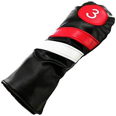 Golf Head Cover PU Waterproof Long Neck Golf Iron Club Headcover Golf Wood Club Protective Headcover for 3 Driver Fairway Utility Hybrid Headcover Golf Gift