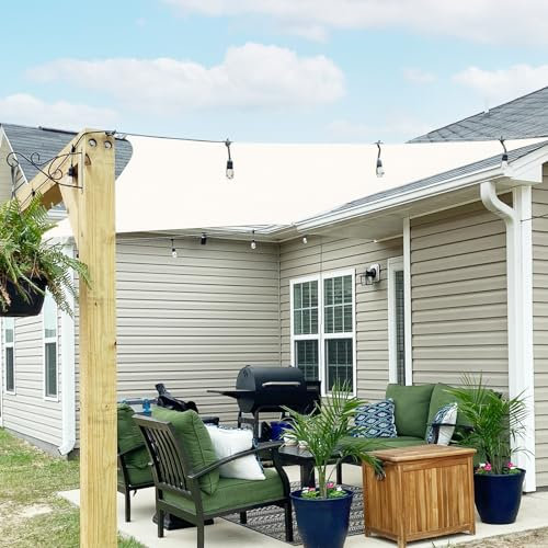 SUNNY GUARD Voile d'ombrage Rectangulaire 2.5x2.5m HDPE Respirant Toile Ombrage Une Protection des Rayons UV pour Patio Jardin, Terrasse,Extérieur,Balcon, Crème