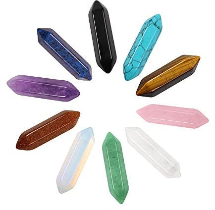 Wholesale 10pcs Natural Crystal Pendant Healing Quartz Stone Wands Set Hexagonal Reiki Stones Therapy Home Decoration