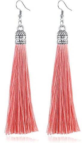 YAZILIND Quaste Ohrringe Bohemian Ethnic Style Angelhaken Baumeln Ohrring Frauen Mädchen Ohrschmuck (Hellrosa)