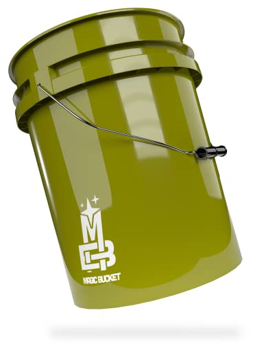 Magic Bucket | Cubo de Lavado para Coche, Lavado a Mano, Color Caqui, 5 US GAL, Aprox. 20 litros, Compatible con Grit Guard, Detail Guardz Dirt Lock, Dirt Trap, Gamma Lids Tapa