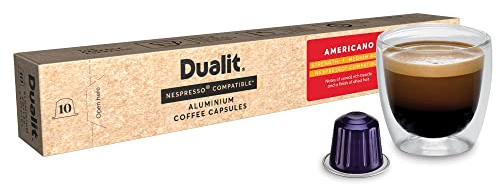 Americano Recyclable Aluminium Coffee Capsules by Dualit - Compatible With Nespresso - 50 Servings - 5 X 10 Pk - 50 Servings of Premium Eco Friendly Coffee Pods - 100% Recyclable Fairtrade Capsules