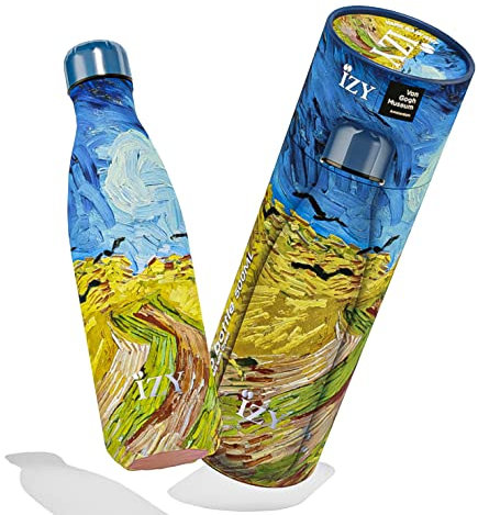 IZY Trinkflasche, Van Gogh, Weizenfeld, Wasserspende, Thermoskanne, Wasserflasche, Thermobecher, BPA-frei, Trinkflasche aus rostfreiem Stahl, Heiß oder kalt für 12 Stunden, 500 ml
