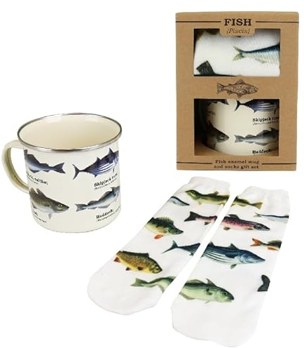 Gift Republic Teebecher Mehrfarbig 500ml Zylindrisch Isoliert Wiederverwendbar Tasse Teacup Satz Angeln, Fische Geburtstag, Weihnachten, Jahrestag, Vatertag