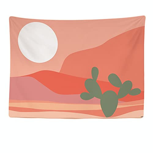 Ulticool - Kaktus Dekoration Ästhetisch Rosa - Wandteppich - 200x150 cm - Großer Wandteppich - Poster Verzierung - Boho Bohemian Raum Dekoration - Tuch