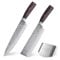 KOI ARTISAN Hammered Finish 2 Pieces Knife Set - Gift Kitchen Knife Set Japanese Steel, Professional Chef Knife - Nakiri Knife Slicing Hammered Forging Kitchen Knives with Pakka Wood Handle