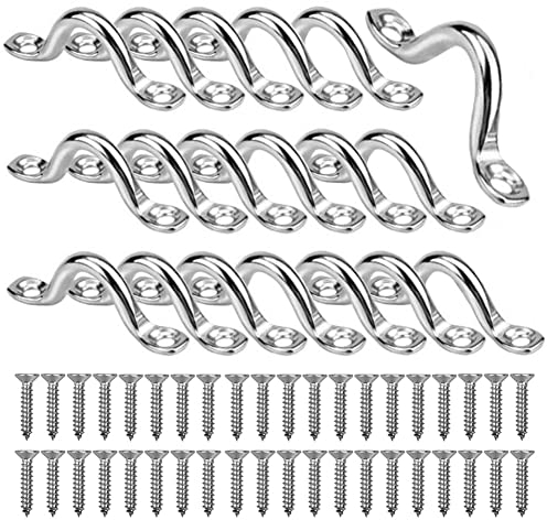20 Pezzi M5 Cinghie a Occhiello in Acciaio Inox 304 Kayak Deck Loops Pad Eye Straps Gancio a Soffitto in Acciaio Inossidabile per Appendere Gancio Fisso con 40 Viti