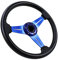 Acclcors Universal Rennlenkrad, Drifting-Lenkrad,Gaming Rennlenkrad 13.6 6 Schrauben Grip Vinyl Leder mit Hupe Taste für Rennen/Rallye/Motorsport/Autosimulation (Blau)