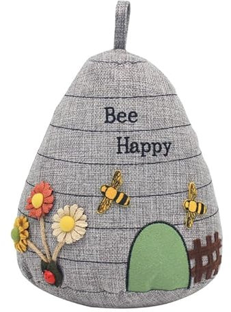 Lesser and Pavey Grey Fabric Bee Happy Bee Hive Doorstop LP49321 Home Decor
