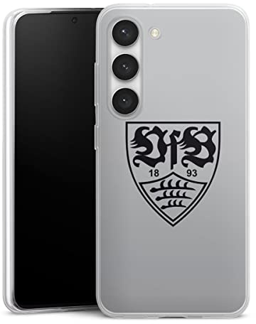 Slim Case kompatibel mit Samsung Galaxy S 23 Silikon Handyhülle transparent Hülle extra dünn Offizielles Lizenzprodukt VfB Stuttgart Logo
