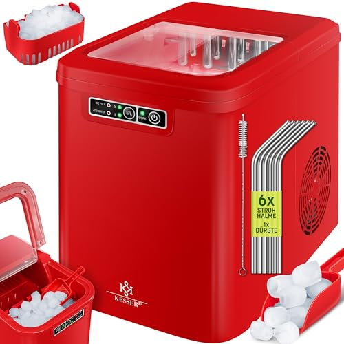 KESSER® Machine à glaçons | Machine à glaçons acier inoxydable | Machine à glace | 12 kg 24 h | Préparation en 7 min | Réservoir d'eau de 2,2 litres | 2 tailles de glaçons | Écran LED