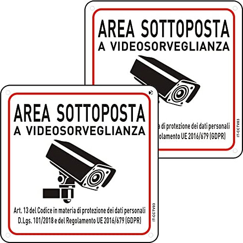 Cartel de área de videovigilancia GDPR, aluminio reflectante, con adhesivo y orificios, 15 x 15 cm, señal de cámara de vigilancia de metal para casa y tienda, interior y exterior