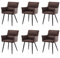 TUKAILAI Esszimmerstühle 6er-Set aus Kunstleder, Küchenstuhl mit Armlehnen, Rückenlehne, Metallbeine, Freizeit Polsterstuhl Wohnzimmer-Sessel für Esszimmer Küche Empfang Modern, Braun