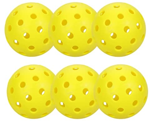 Pozzobon Floorball & Unihockey Ball, Pickle Ball, Pickleball 6er Set, Wettkampfball + Trainingsball mit 40 Löcher PKQ-01 (6 Gelb)