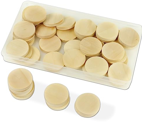 ZYDYRX 50 piezas Discos Redondos Madera Haya Artesanía Círculos Inacabados Redondos 5mm Grosor Discos Recortables Adornos para Bricolaje Artesanía Pintura Grabado Boda 30mm