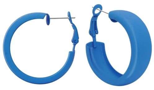Soul-Cats 1 Paar Creolen Ohrstecker Ohrringe Metall Hoops 80er Style Retro, Farbe:blau