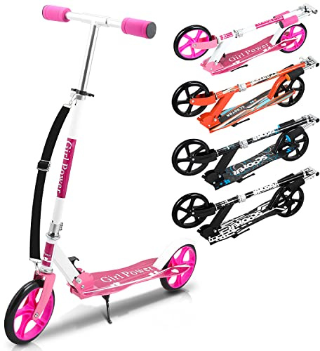 Yakimz Monopattino per bambini, regolabile in altezza per 5 anni, monopattino per bambini con ruote da 190 cm, pieghevole con tracolla