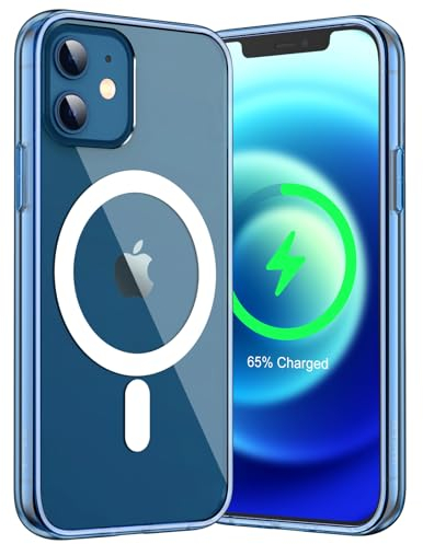 JETech Magnetic Case for iPhone 12/12 Pro 6.1-Inch Compatible with MagSafe Wireless Charging, Shockproof Phone Bumper Cover, Anti-Scratch Clear Back (Jean Indigo)
