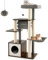 COSTWAY Wood Cat Tree, 127cm Cats Climbing Tower with Scratching Sisal Posts, Hammock, Top Perch, Condo, Swing Tunnel & Jingling Ball, Kitten Activity Center Play House for Indoor (Grey)