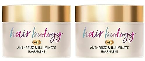 Hair Biology Haarmaske, Anti-Frizz & Illuminate, 160ml, für widerspenstiges oder trockenes und coloriertes Haar, Menopause, Wechseljahre, Haarpflege (Packung mit 2)