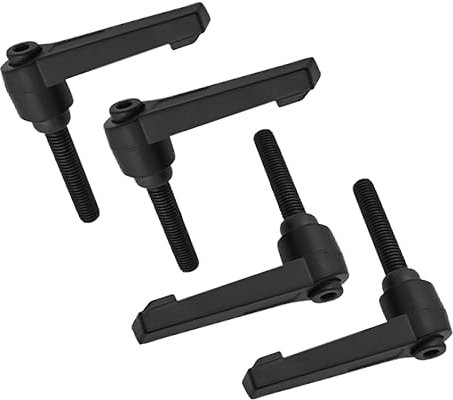 WUDQIJI 4 Pack M4 x 16 mm Machine Handles Stainless Steel Male Thread Adjustable Clamping Lever Clamp Handle for Welding Machines Pressure Equipment (Black)